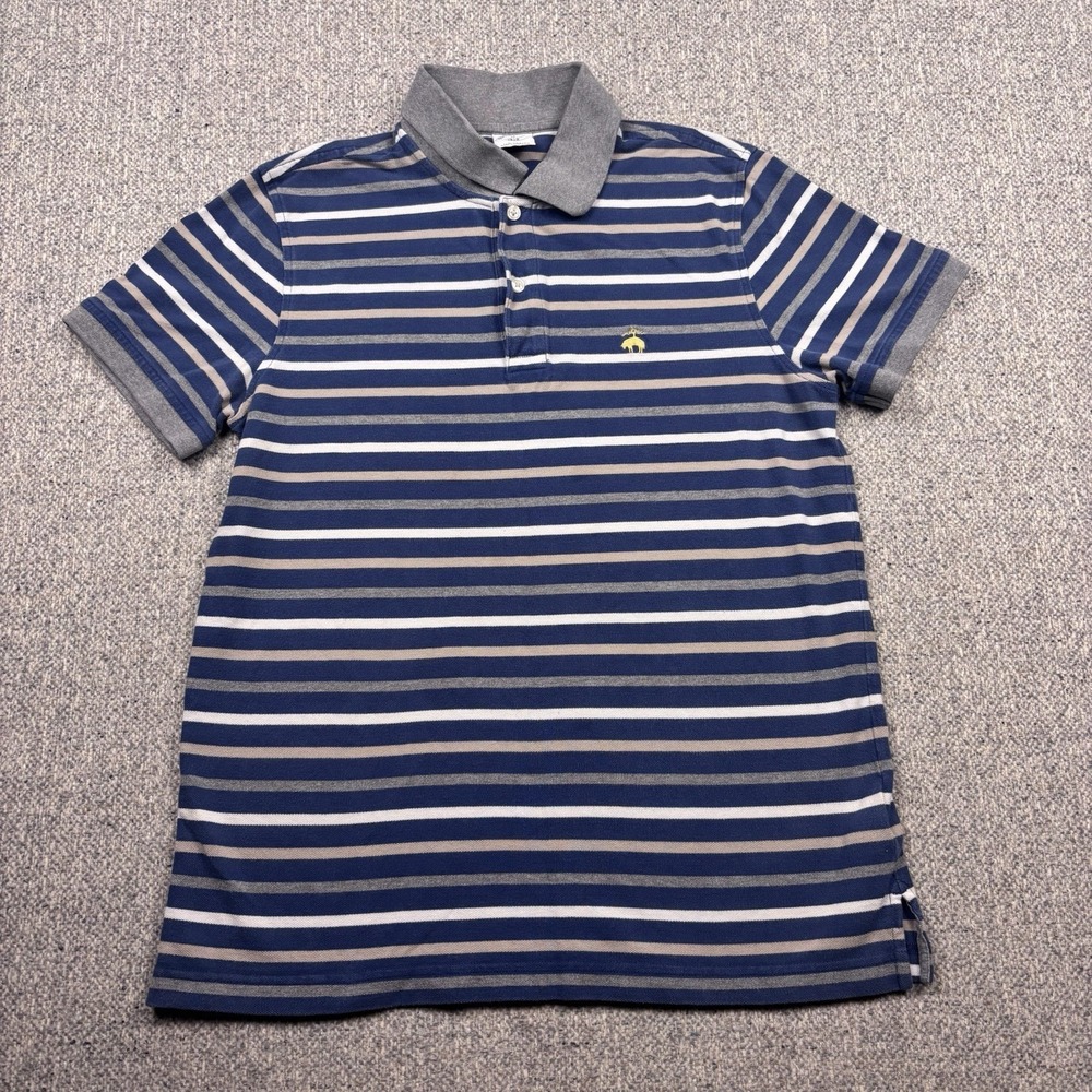 Brooks Brothers Polo Shirt Mens M Blue Striped Golden Fleece Logo Cotton 1818